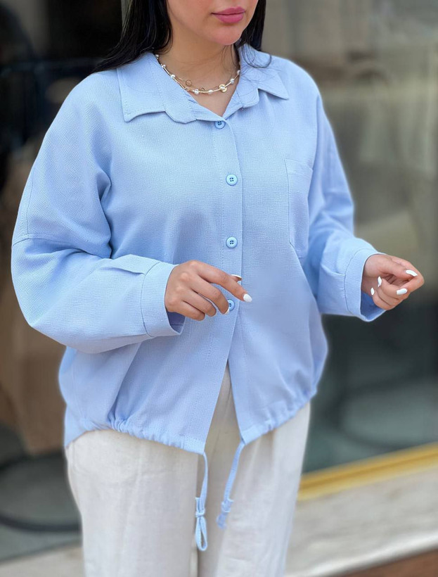 مانتو کنفی خنک تابستانی رنگ آبی روشن