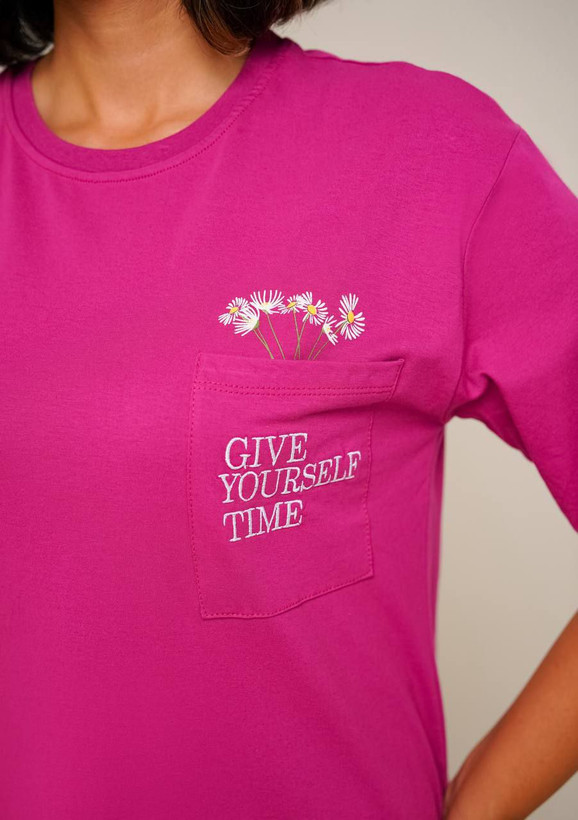 تیشرت پنبه ای زنانه سرخابی