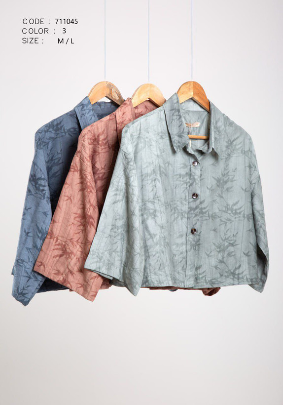 شومیز کراپ زنانه لینن ژاکارد