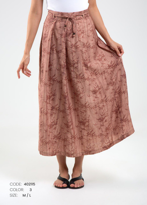 دامن کمر کش نیم کلوش لینن