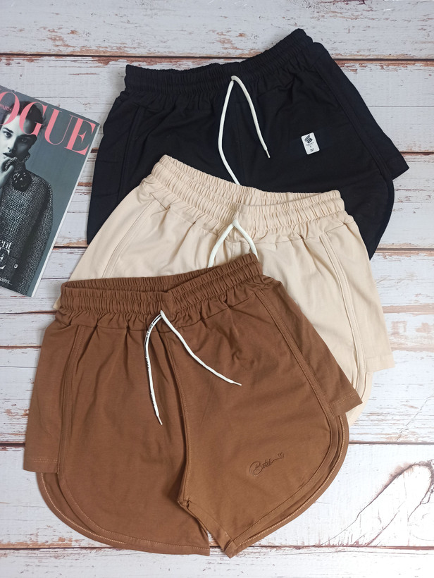 شورتک زنانه نخ پنبه رنگهای کرم قهوه ای مشکی