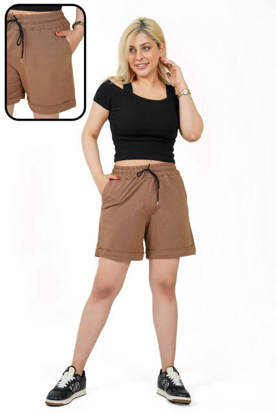 شورتک زنانه نخ پنبه پایین پاکتی