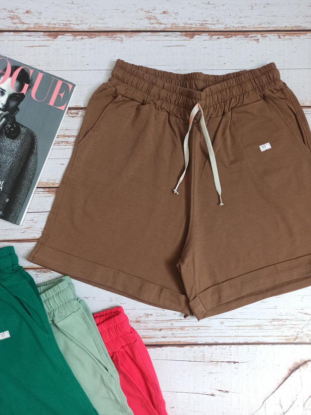 شورتک زنانه نخ پنبه رنگ قهوه ای