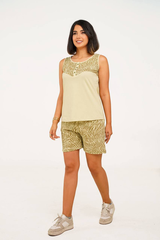 ست تاپ شورتک زنانه نخ پنبه از سایز 38 تا گاها 4644