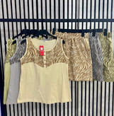 ست تاپ شورتک زنانه سه رنگ کرم طوسی سبز